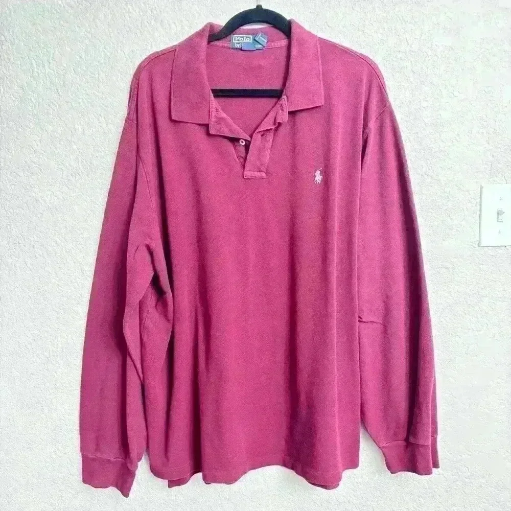 Vintage Ralph Lauren Maroon Long Sleeve Polo - Size XXL